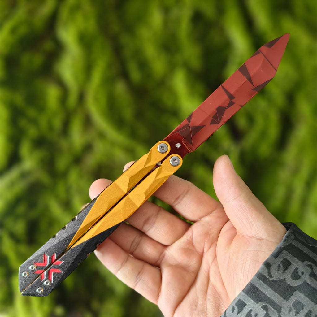 Champion 2022 Butterfly Knife Blunt Blade Balisong Trainer Display Fan Art