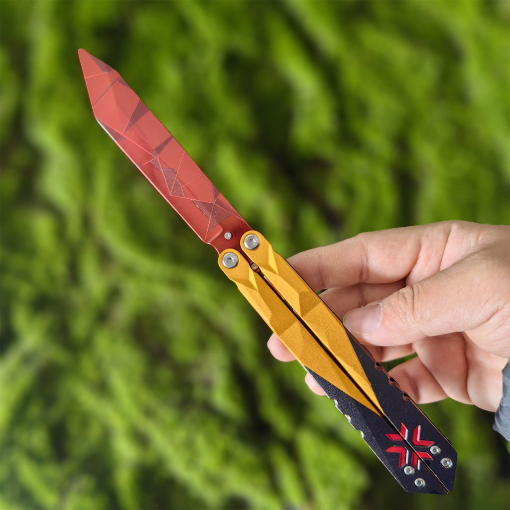 Champion 2022 Butterfly Knife Blunt Blade Balisong Trainer Display Fan Art