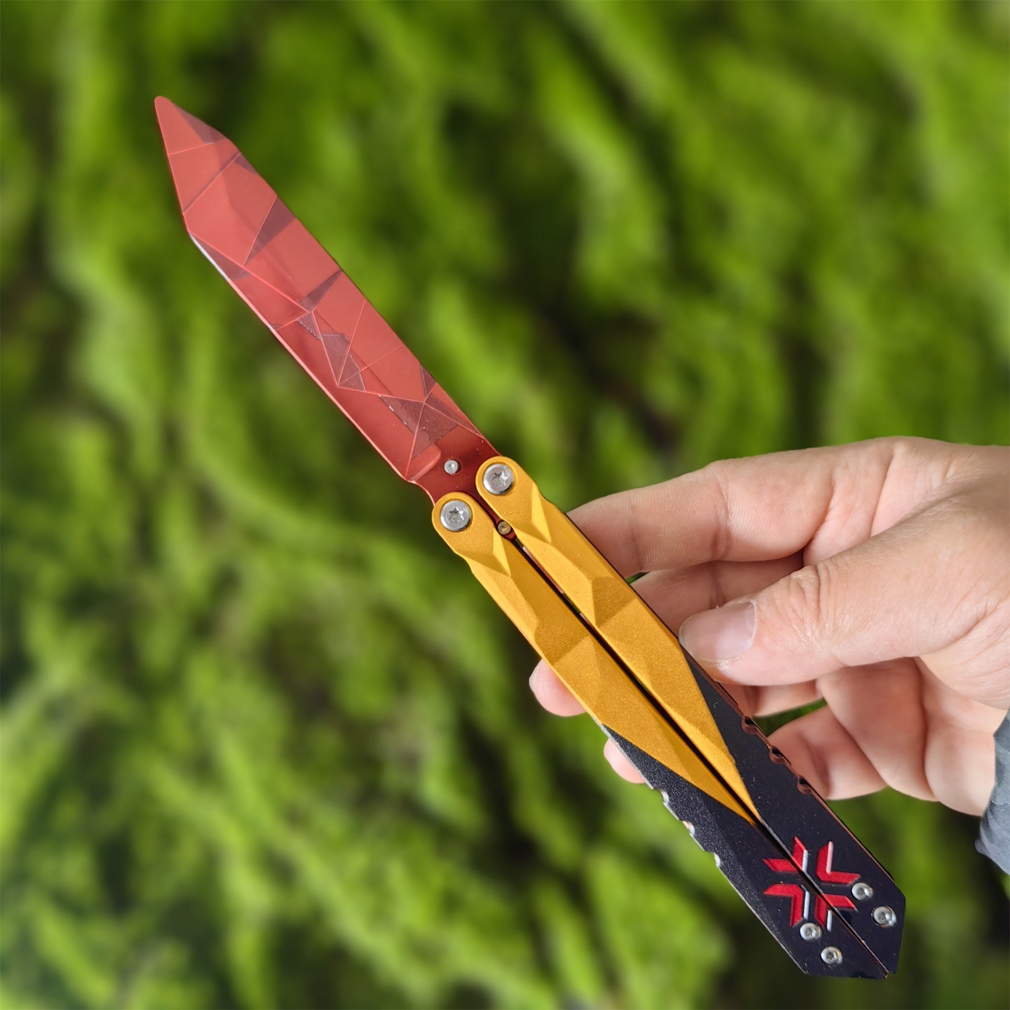 Champion 2022 Butterfly Knife Blunt Blade Balisong Trainer Display Fan Art