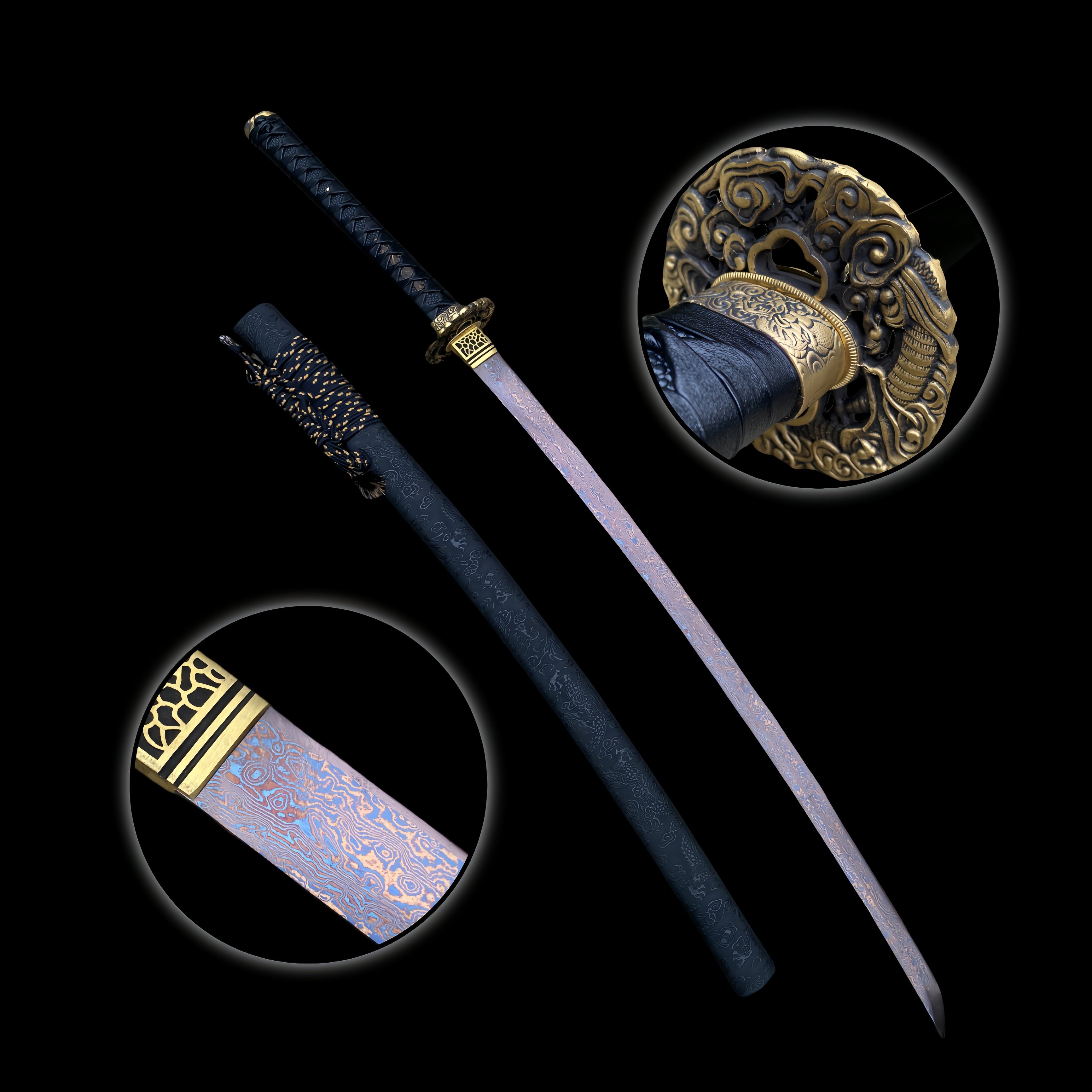 Red Dragon Blade Damascus Steel Katana
