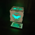 Doomguy Helmet Satan Pattern Wood Cube Light Desk Decor