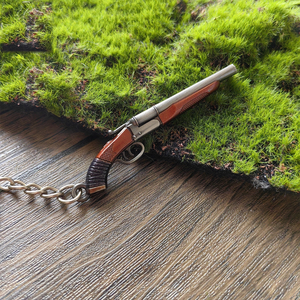 Metal Double Barrel Sawed-off Shotgun Mini Keychain