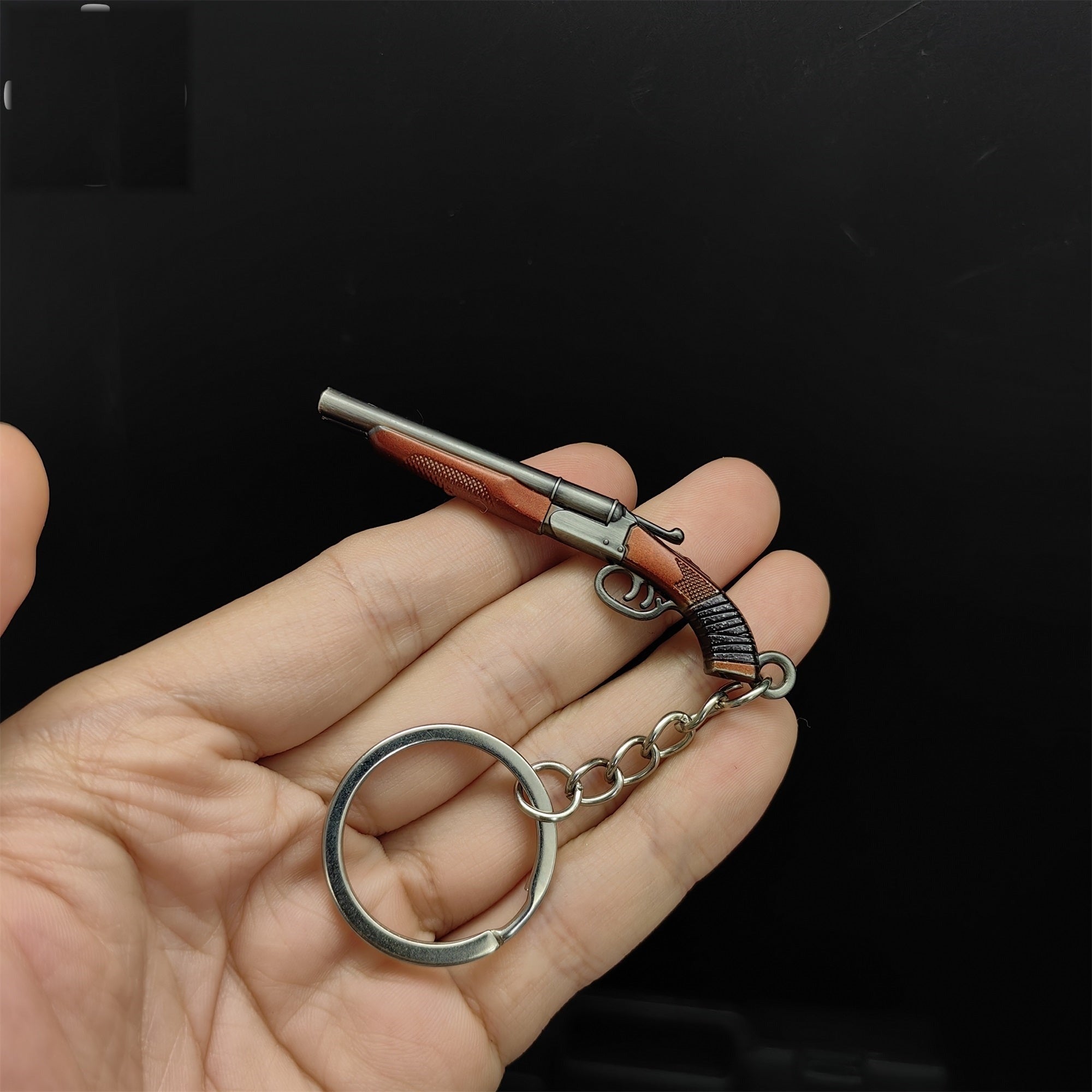 Metal Double Barrel Sawed-off Shotgun Mini Keychain