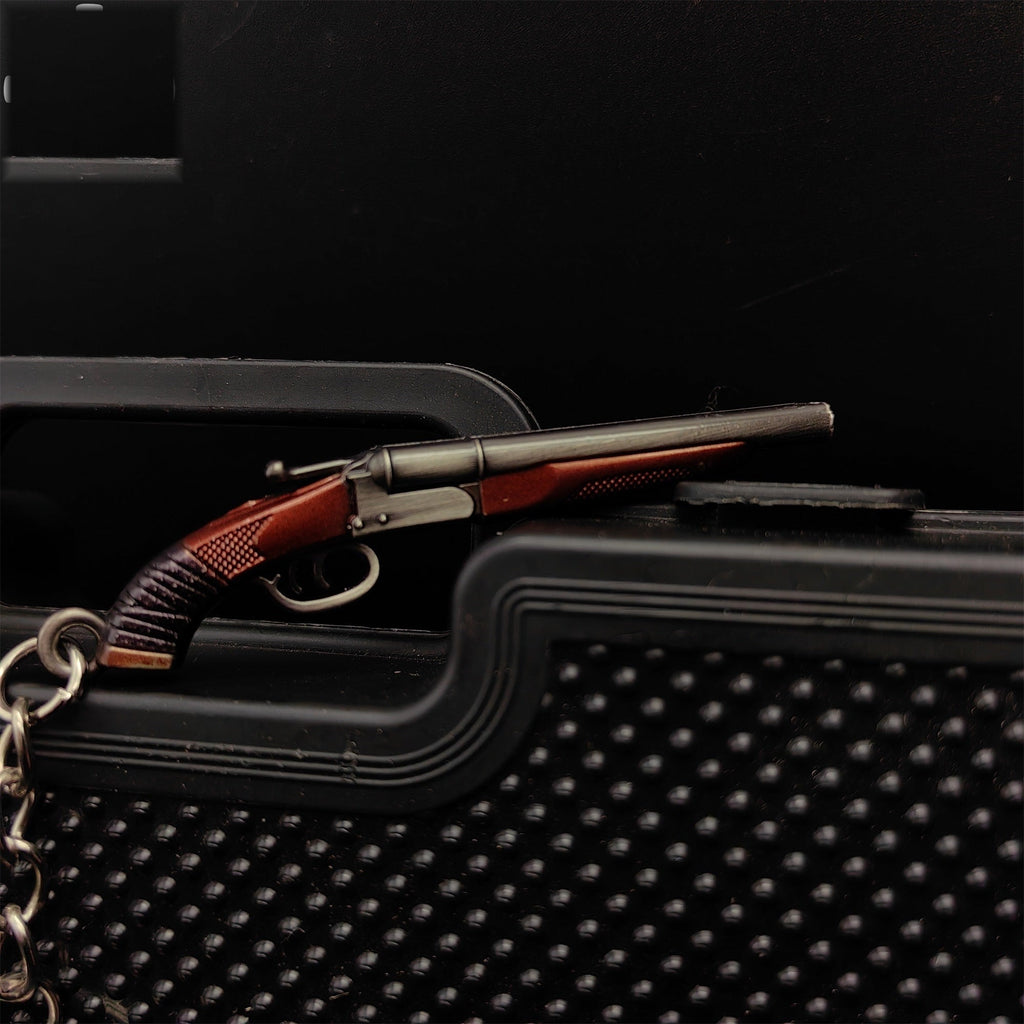 Metal Double Barrel Sawed-off Shotgun Mini Keychain