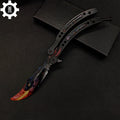 Game Butterfly Knife Dragonfire Pattern Metal Balisong Trainer