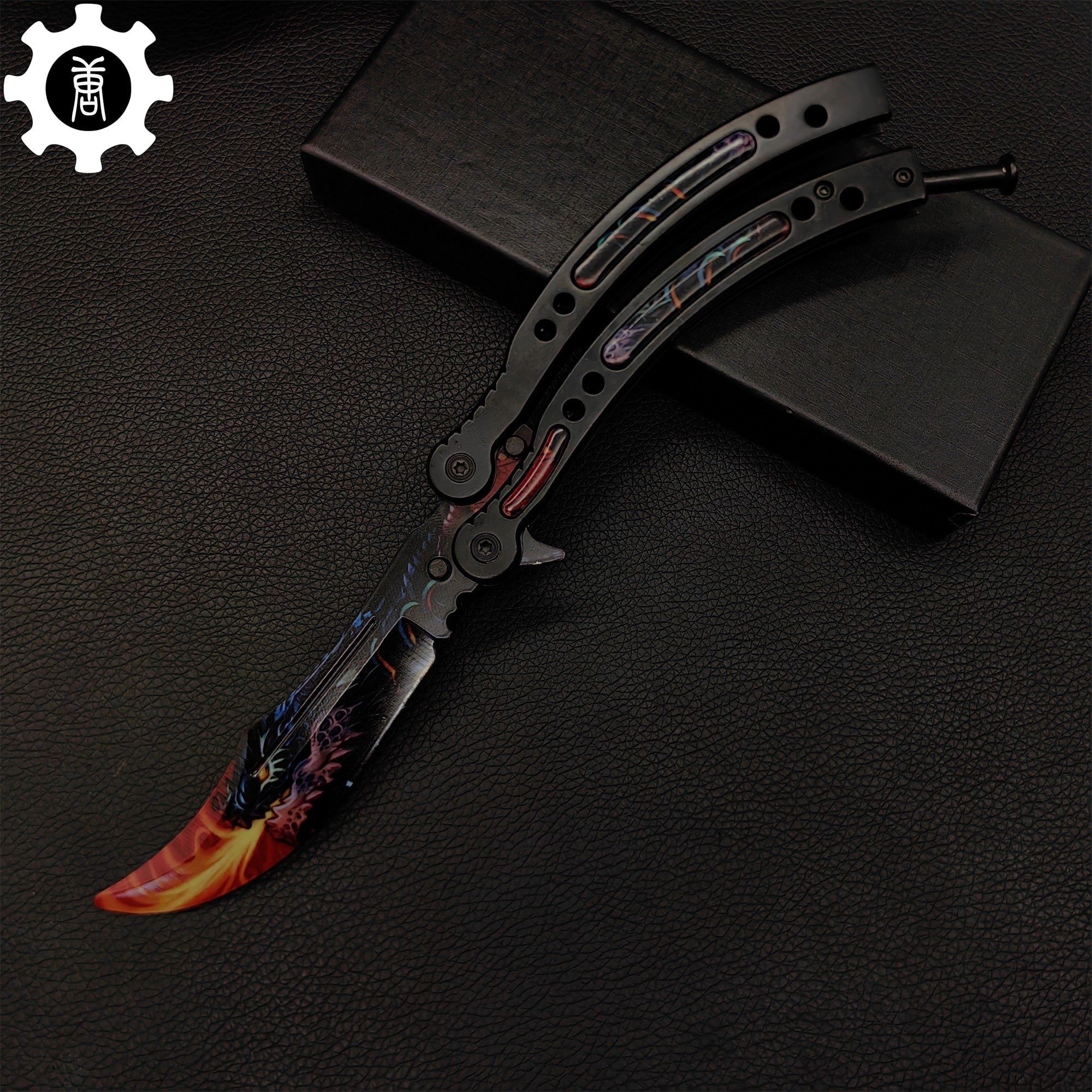 Game Butterfly Knife Dragonfire Pattern Metal Balisong Trainer