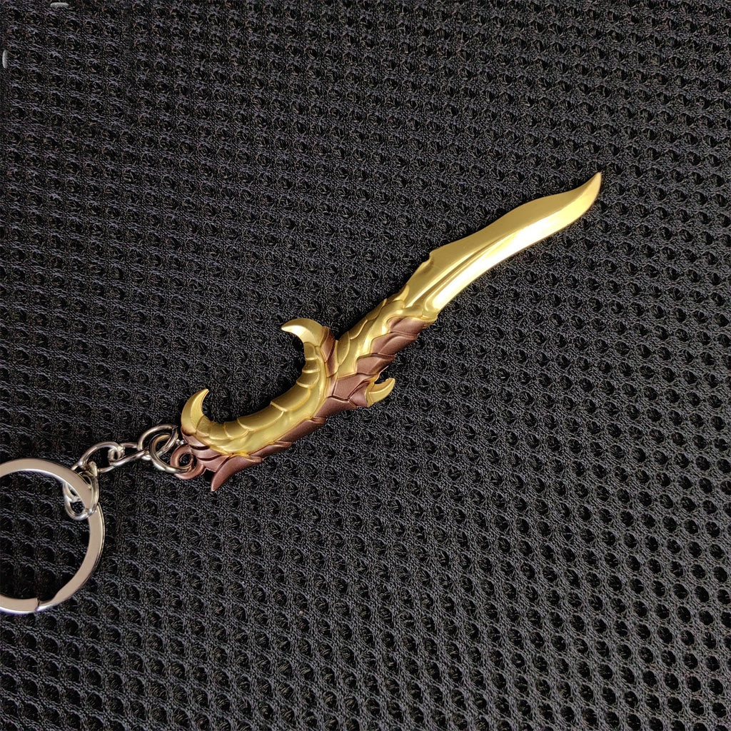 Golden Elderflame Dagger Metal Keychain