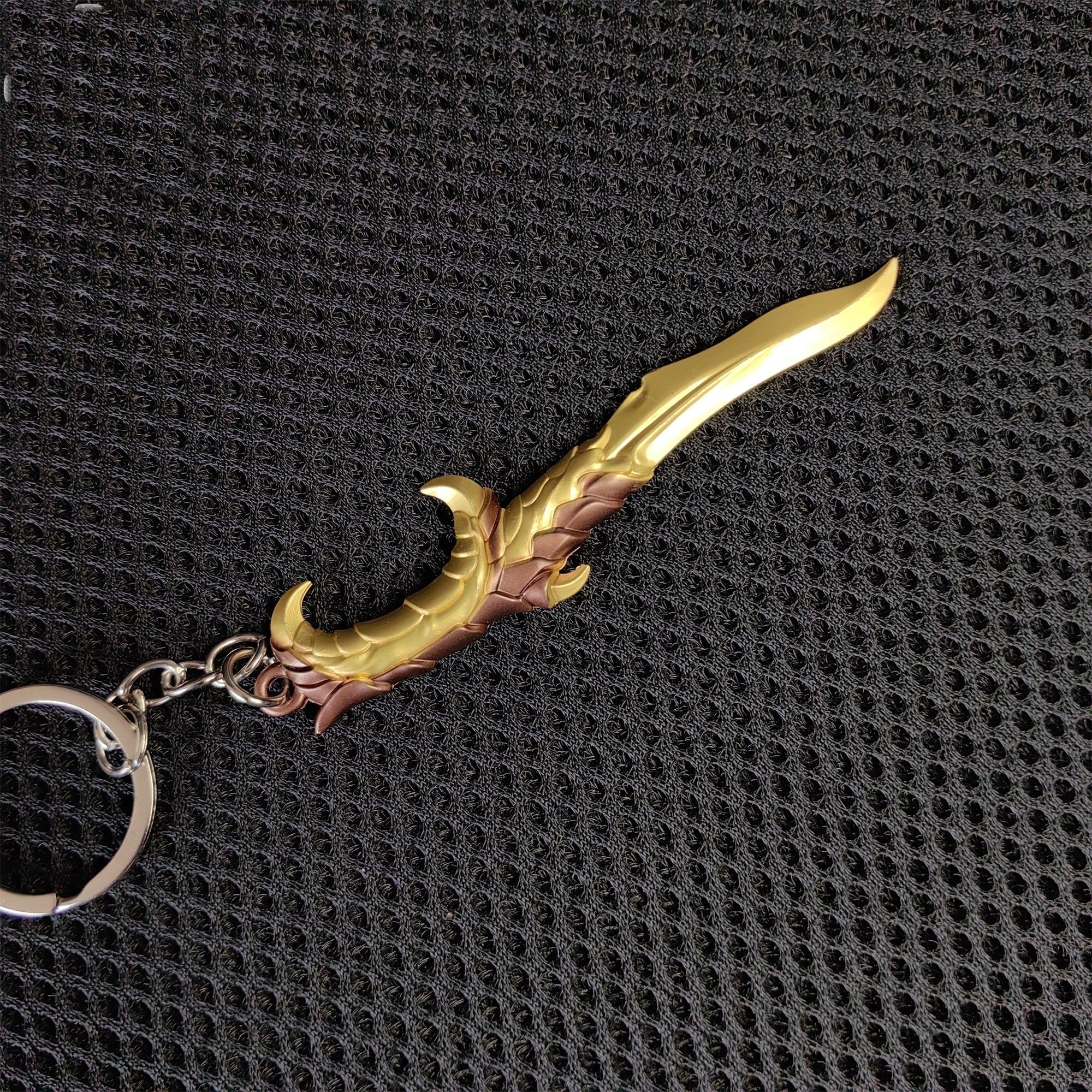Golden Elderflame Dagger Metal Keychain