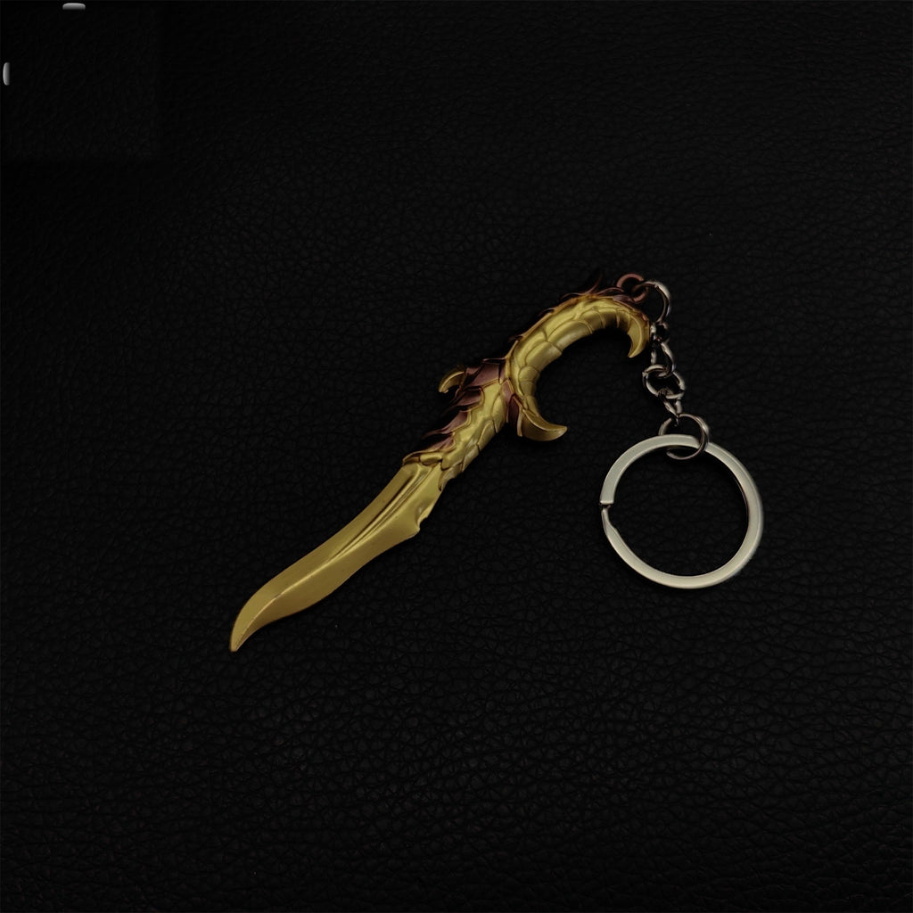 Golden Elderflame Dagger Metal Keychain