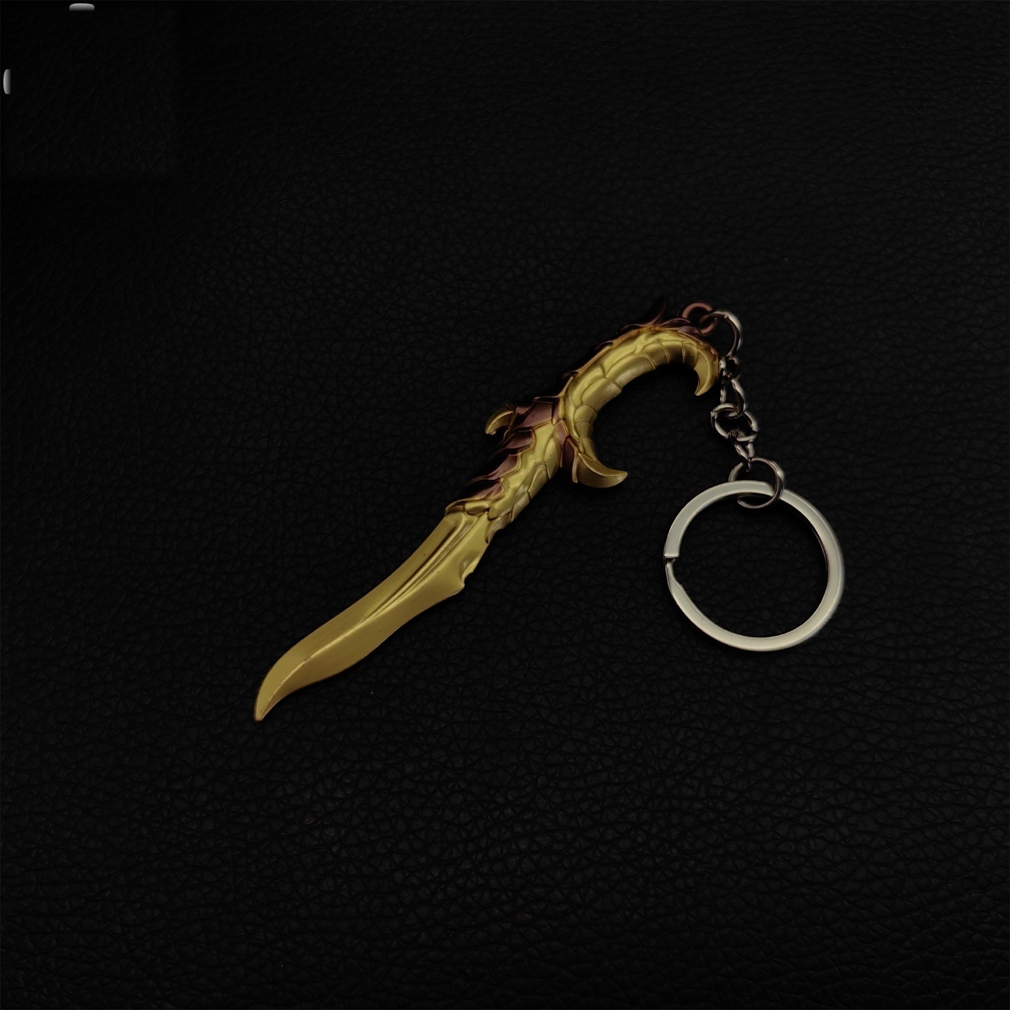 Golden Elderflame Dagger Metal Keychain