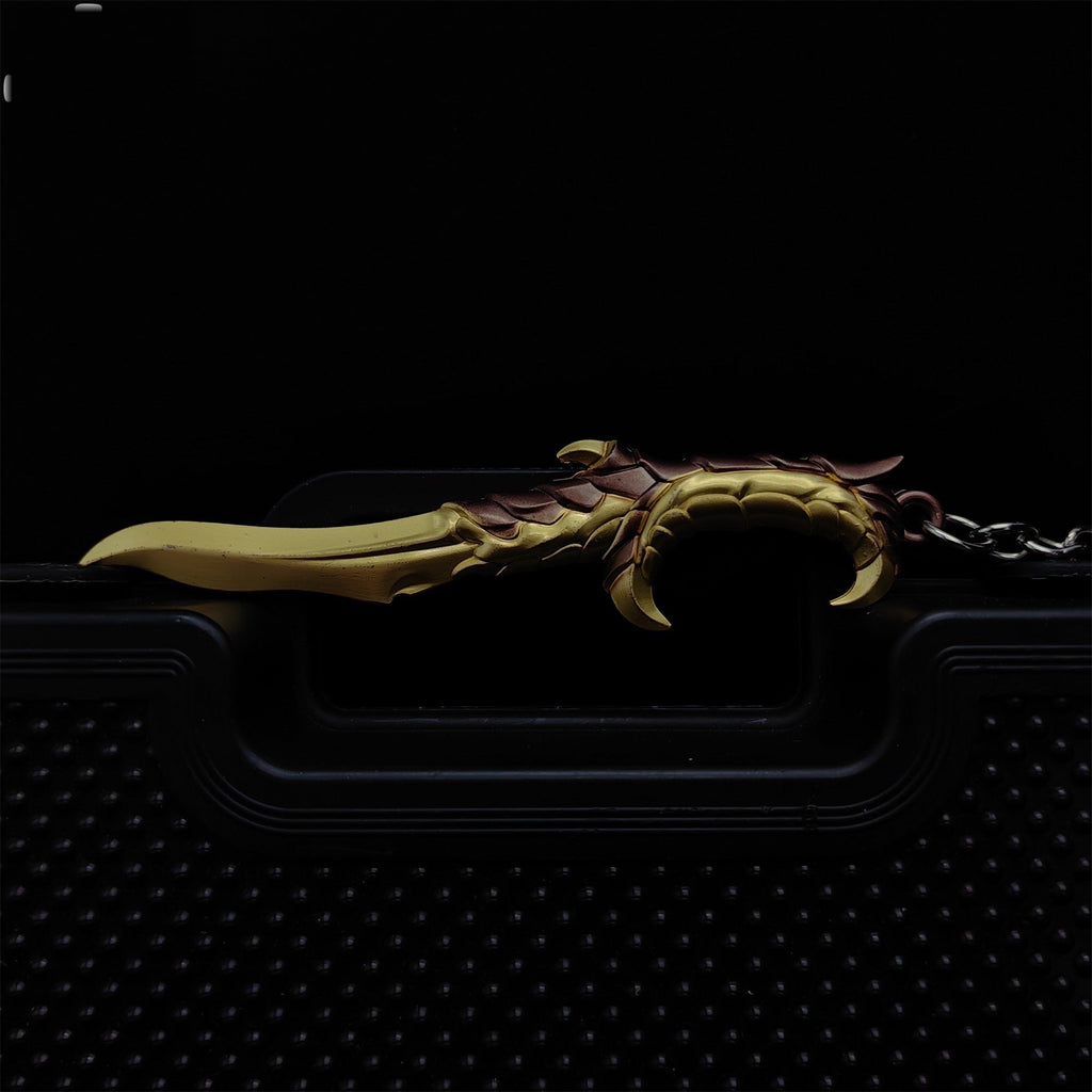 Golden Elderflame Dagger Metal Keychain