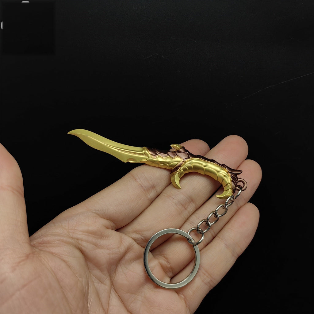 Golden Elderflame Dagger Metal Keychain