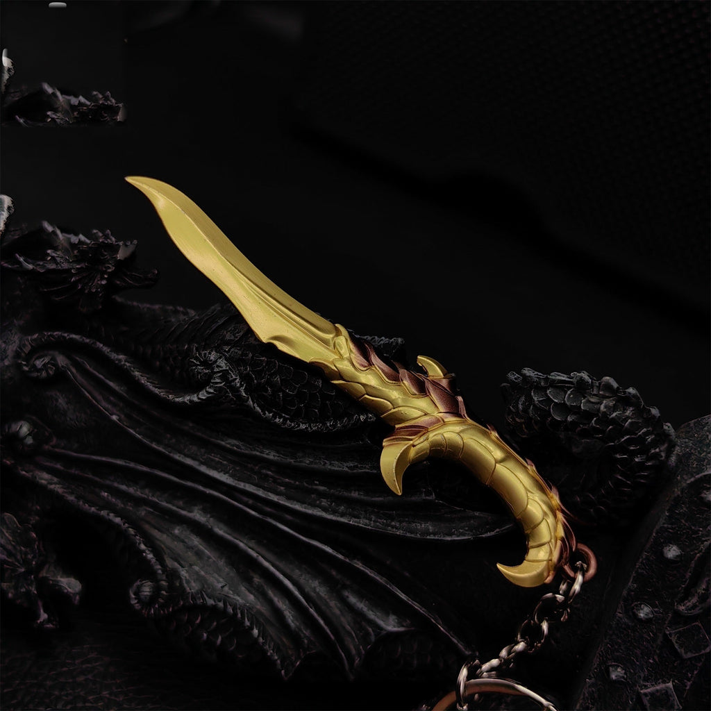 Golden Elderflame Dagger Metal Keychain