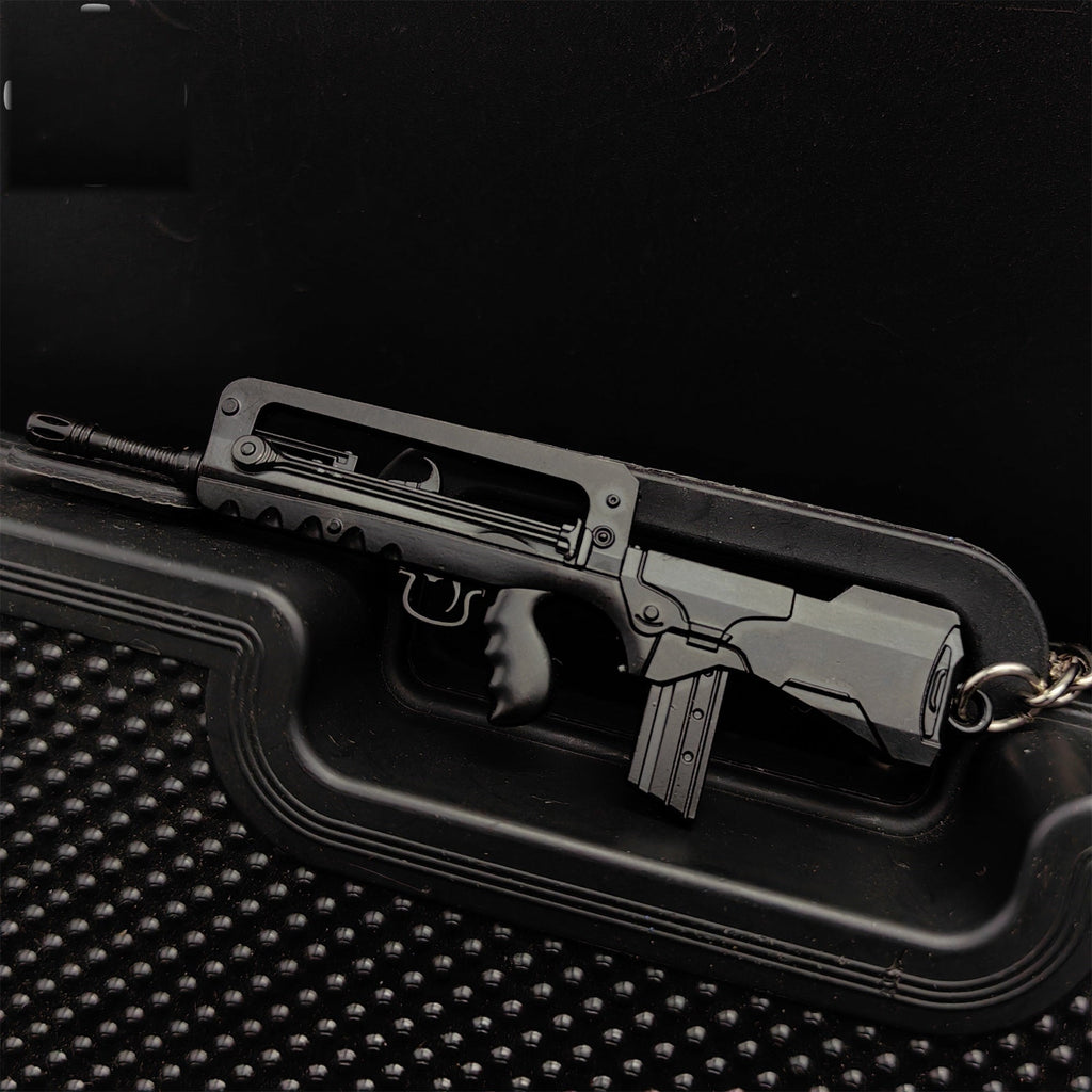 Mini FAMAS Assault Rifle Metal Keychain
