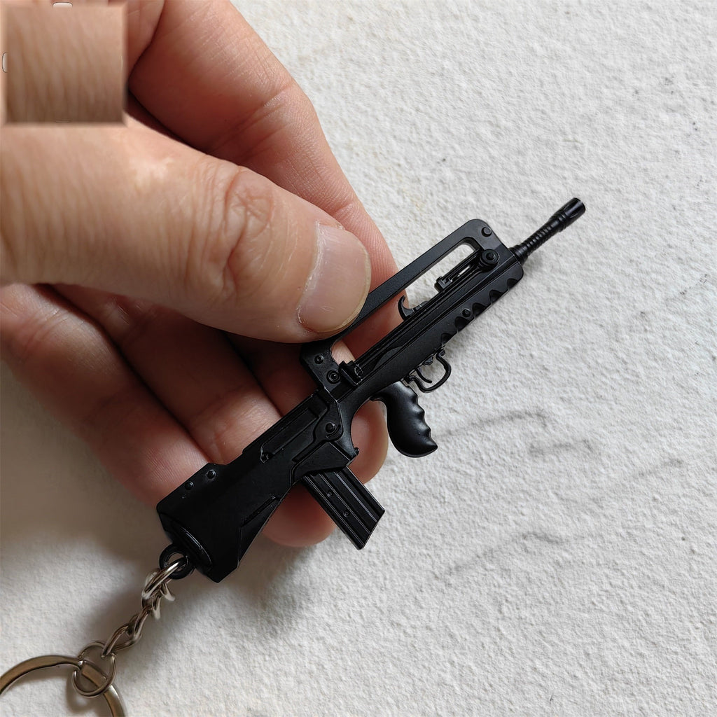 Mini FAMAS Assault Rifle Metal Keychain