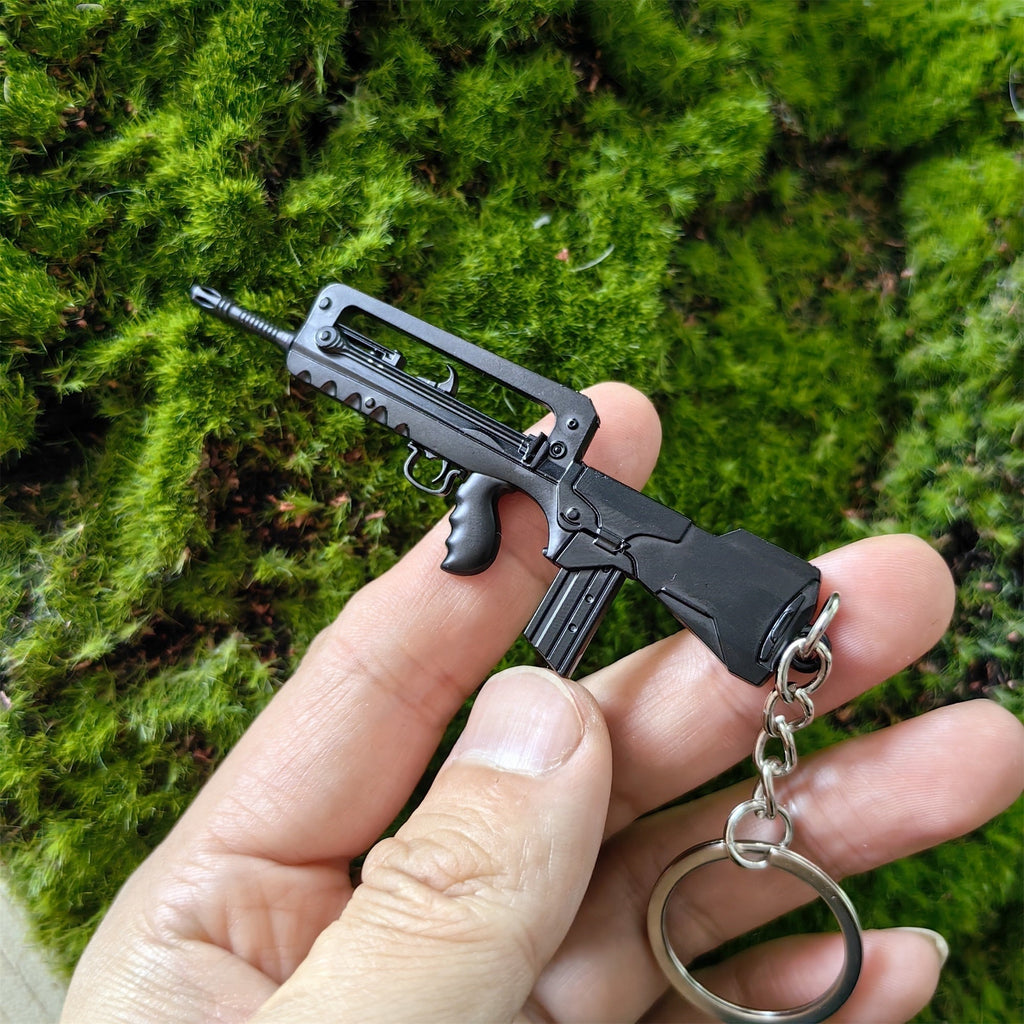 Mini FAMAS Assault Rifle Metal Keychain