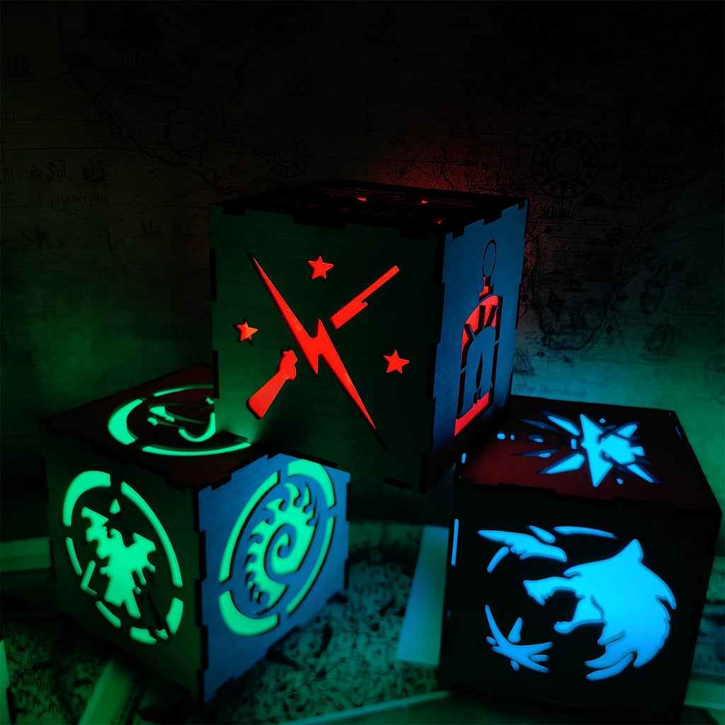 Brotherhood Of Steel Wood Cube Light Desk Decor