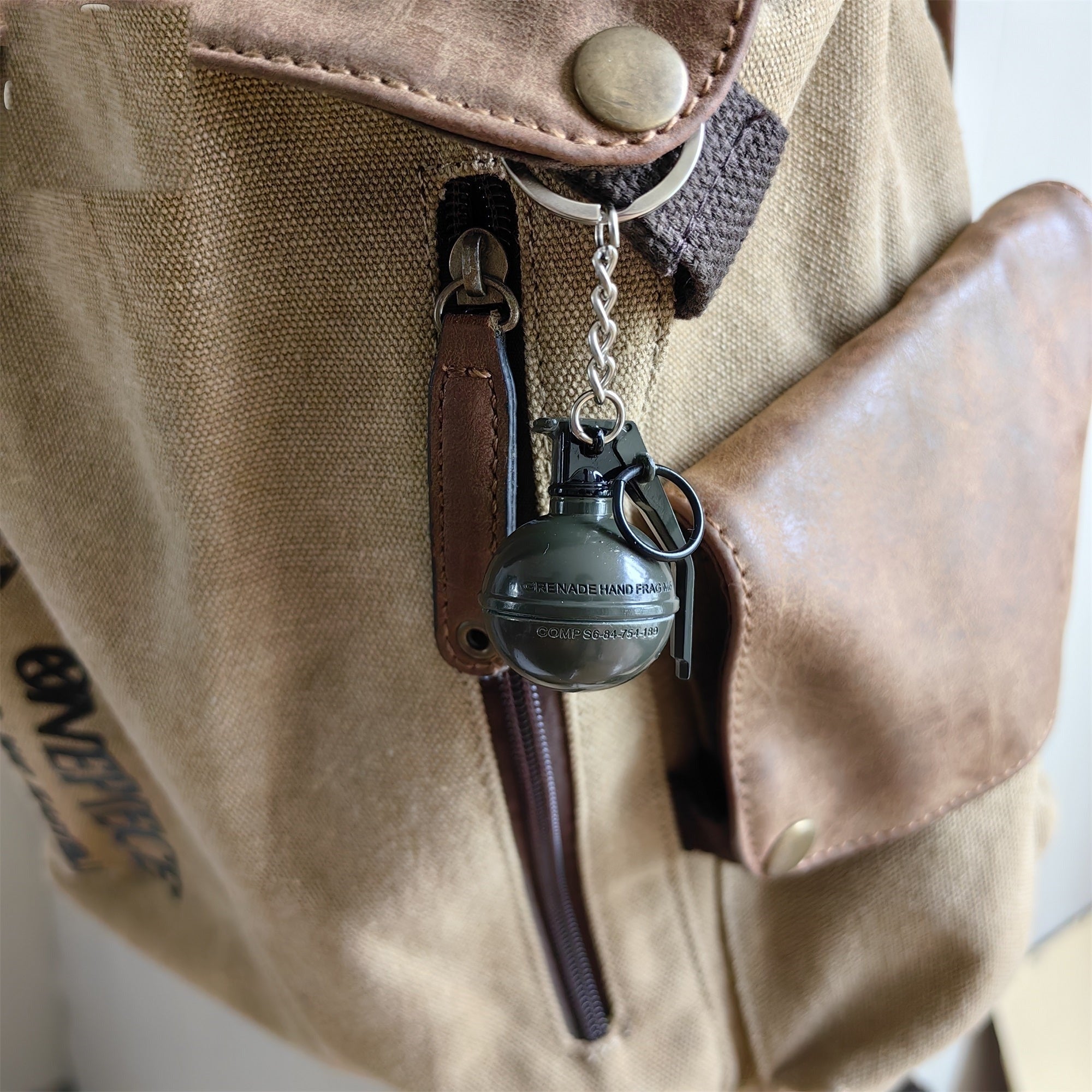 Metal Tiny Frag Grenade Model Keychain