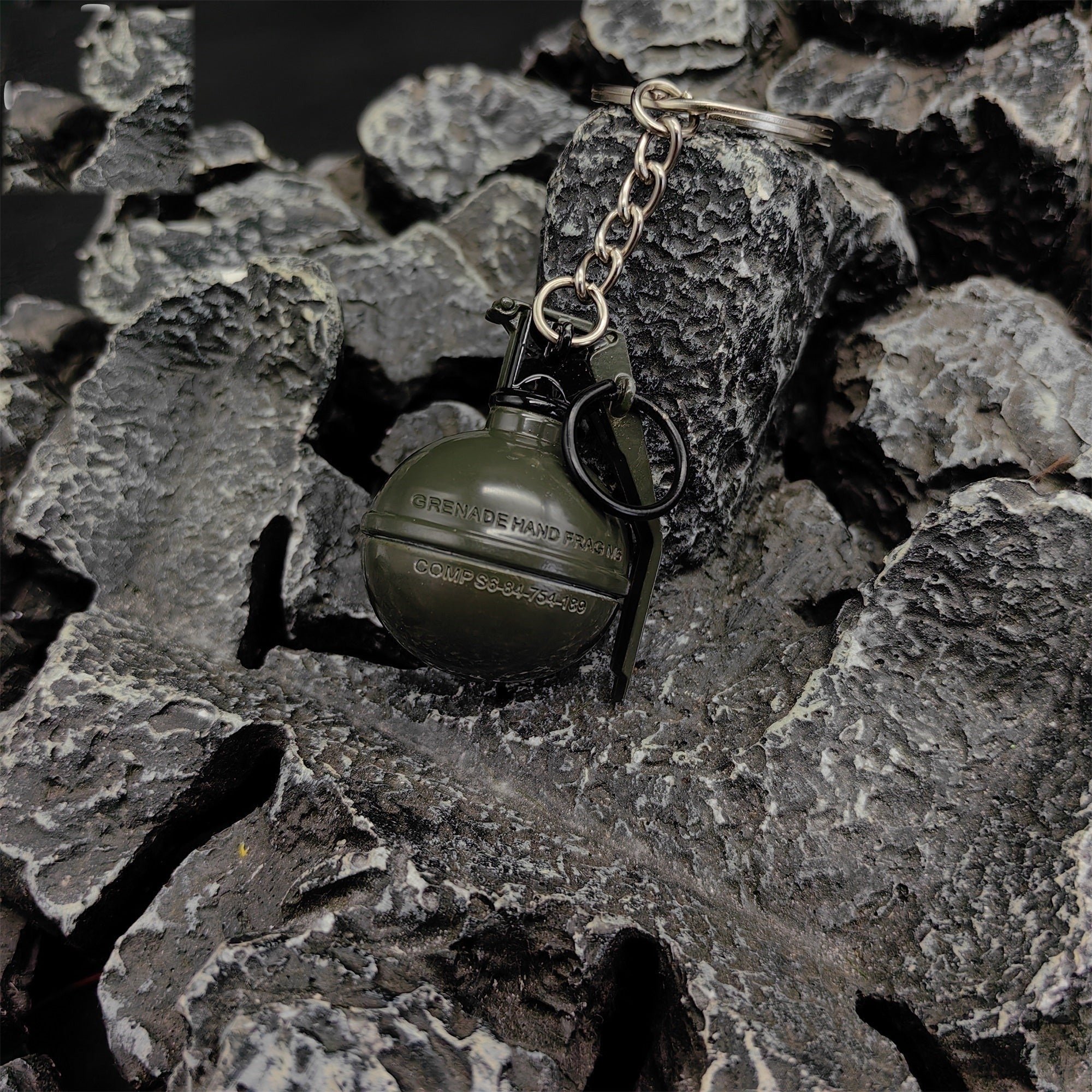 Metal Tiny Frag Grenade Model Keychain