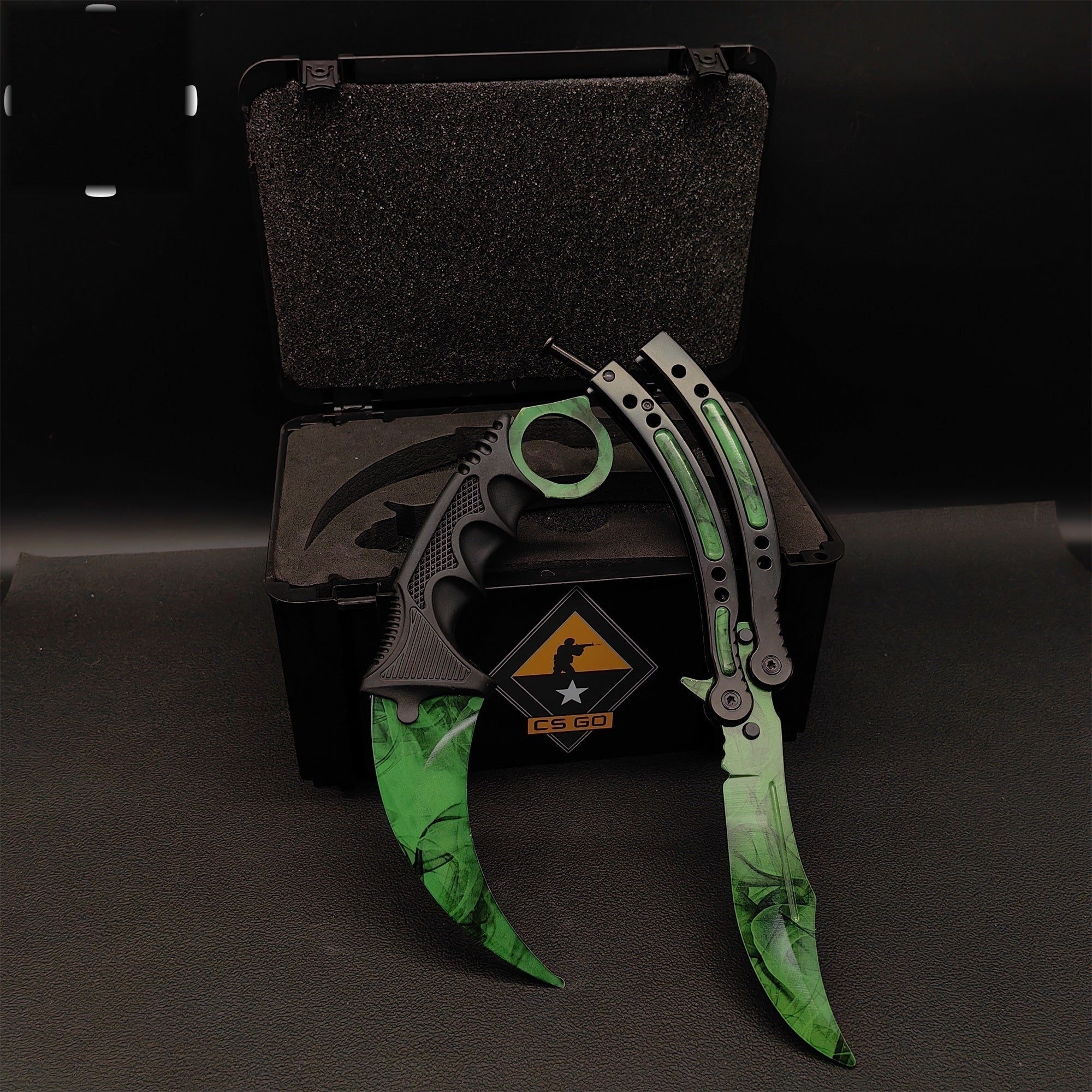 Gamma Doppler Karambit & Balisong Trainer Weapon Case Blunt Blade Props