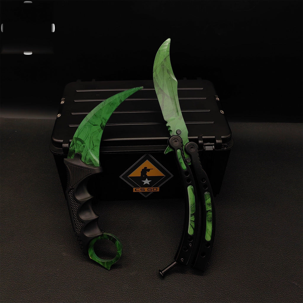 Gamma Doppler Karambit & Balisong Trainer Weapon Case Blunt Blade Props