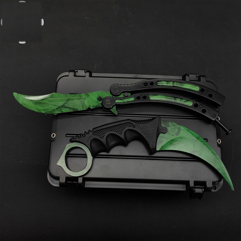 Gamma Doppler Karambit & Balisong Trainer Weapon Case Blunt Blade Props