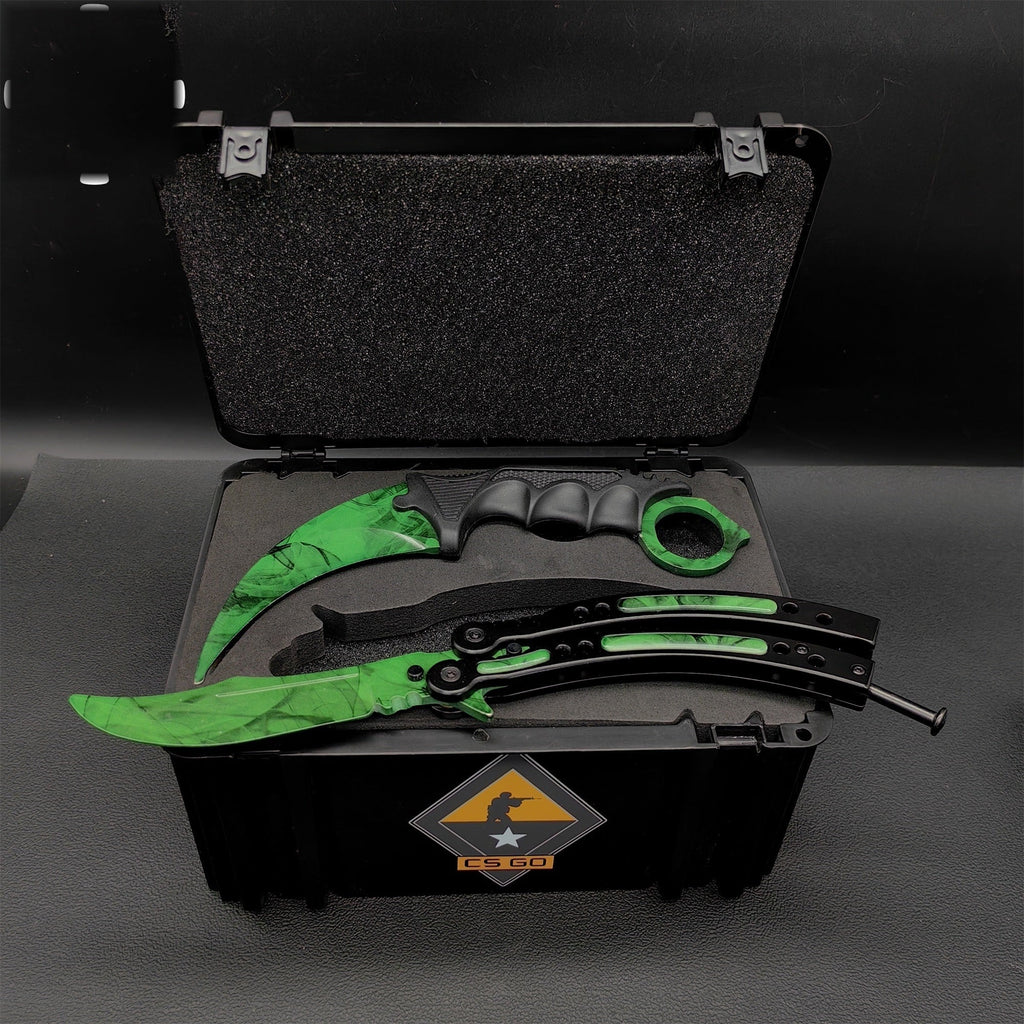 Gamma Doppler Karambit & Balisong Trainer Weapon Case Blunt Blade Props