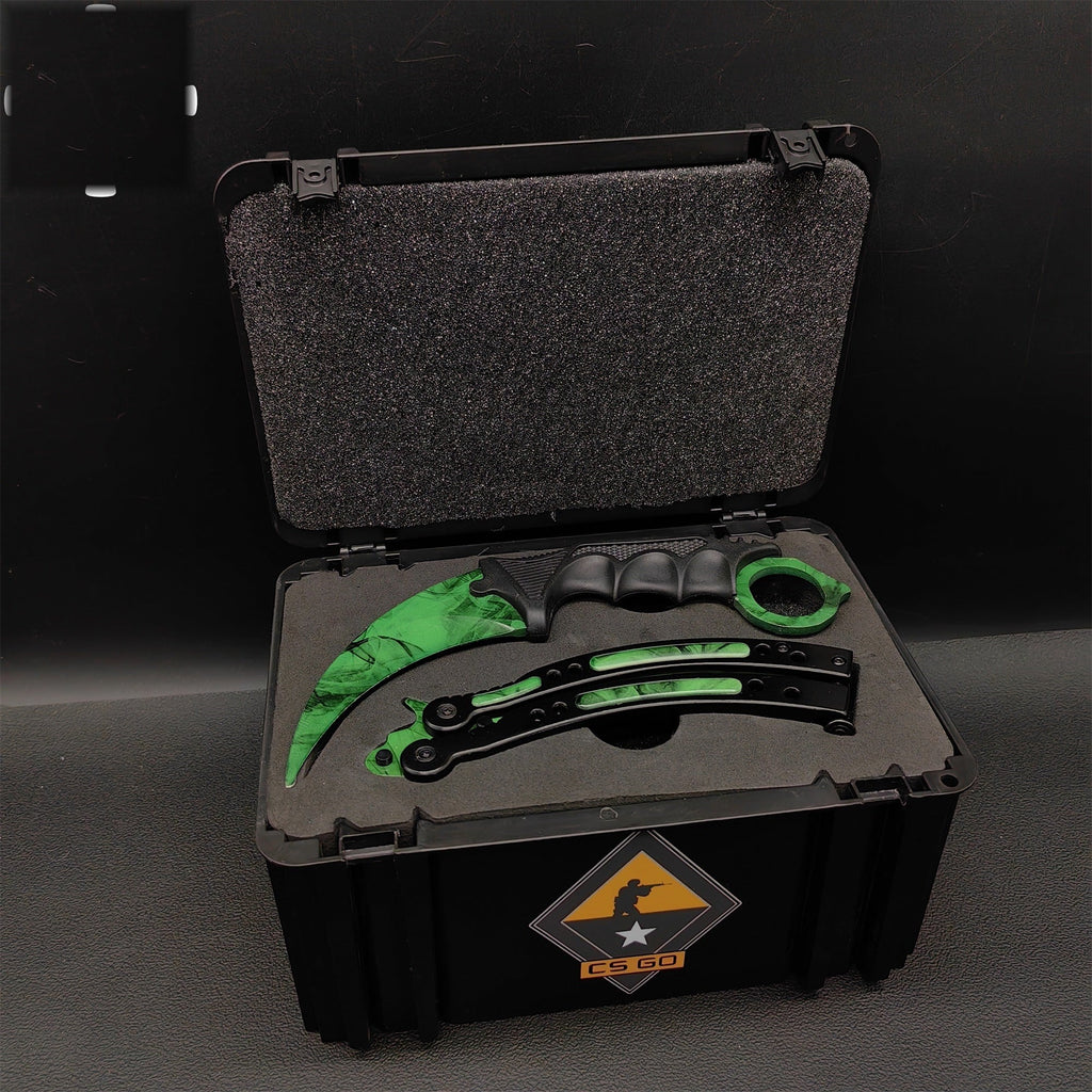 Gamma Doppler Karambit & Balisong Trainer Weapon Case Blunt Blade Props