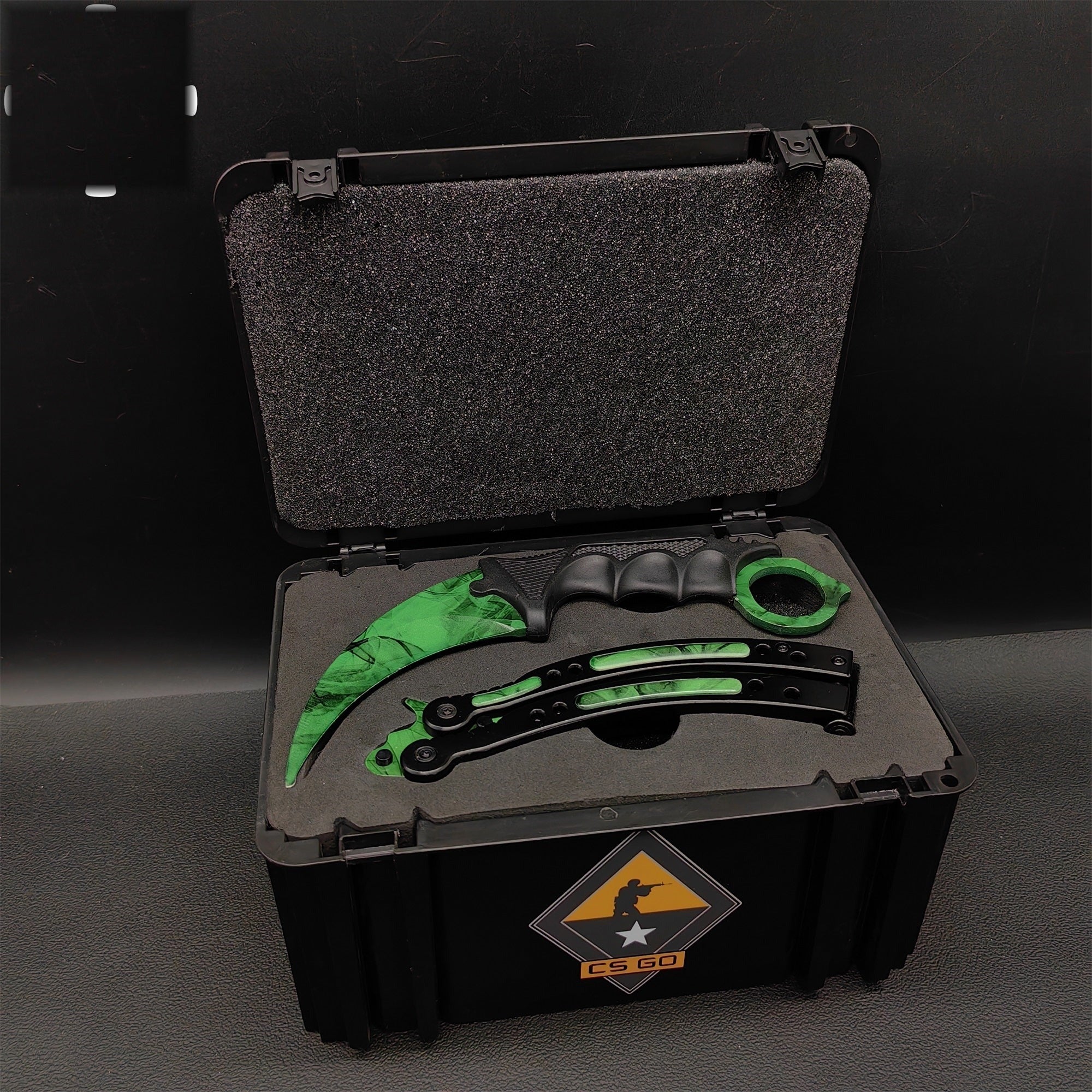 Gamma Doppler Karambit & Balisong Trainer Weapon Case Blunt Blade Props