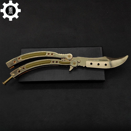 Balisong Métal Doré – Couteau Papillon de Collection