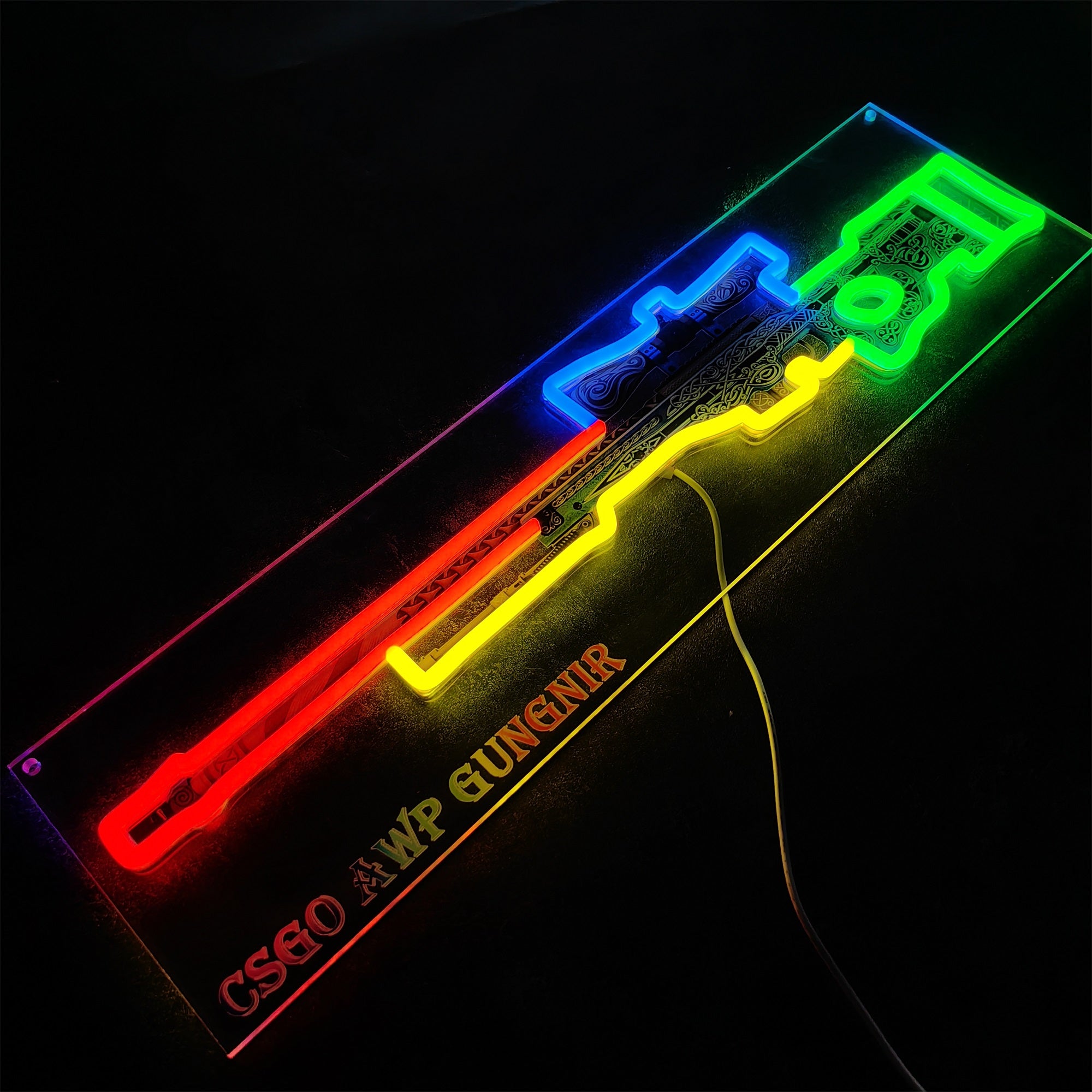 AWP Gungnir Sniper Gun Neon Lamp Wall Decor