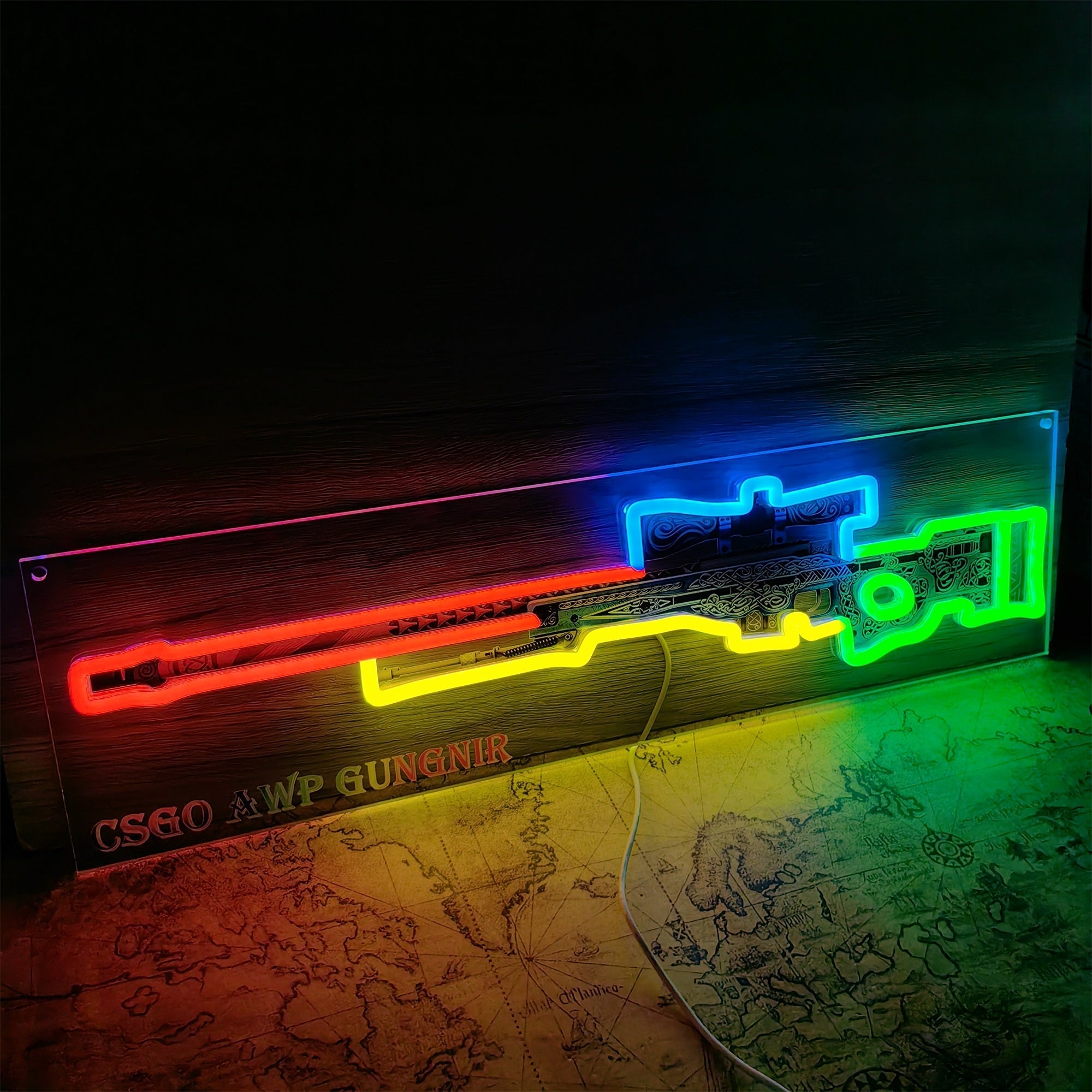 AWP Gungnir Sniper Gun Neon Lamp Wall Decor