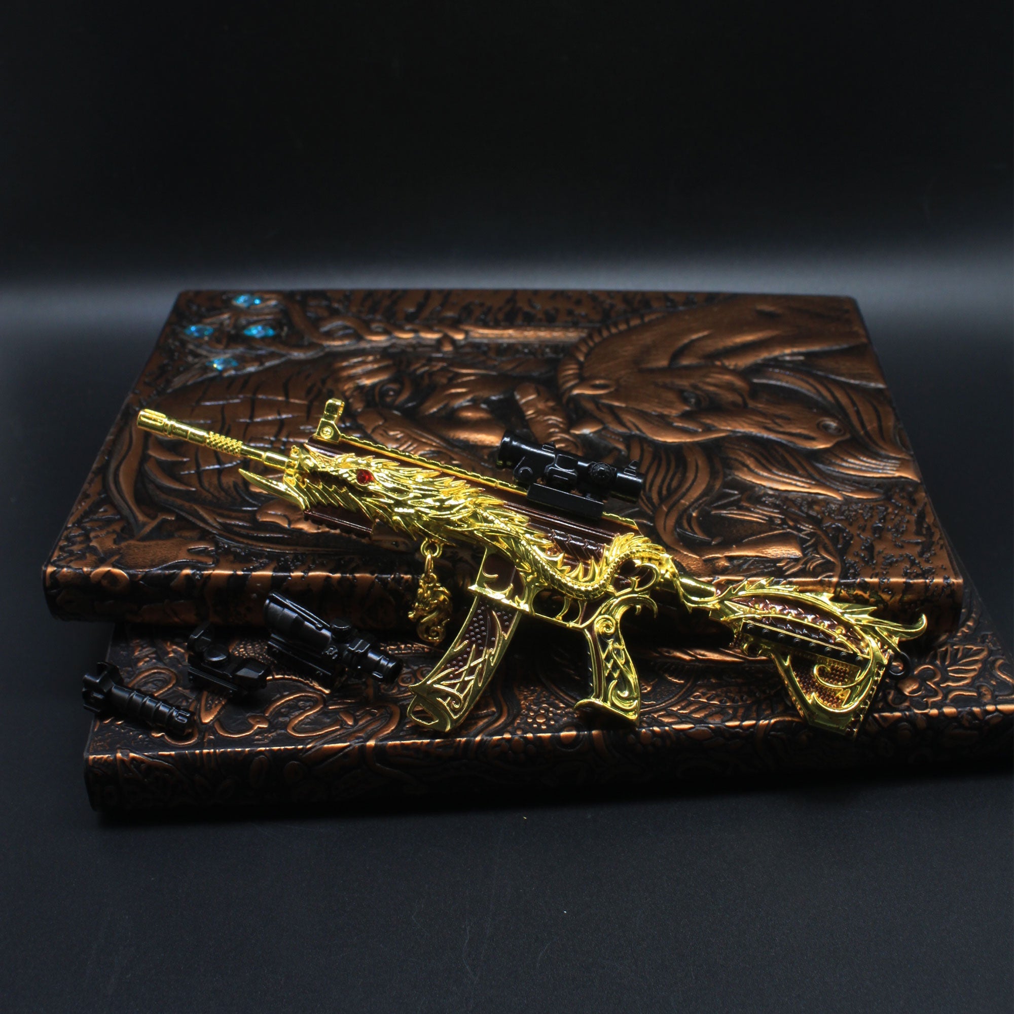 Golden Five Claw Dragon HK416 Miniature Metal Gun 20CM/7.9" 
