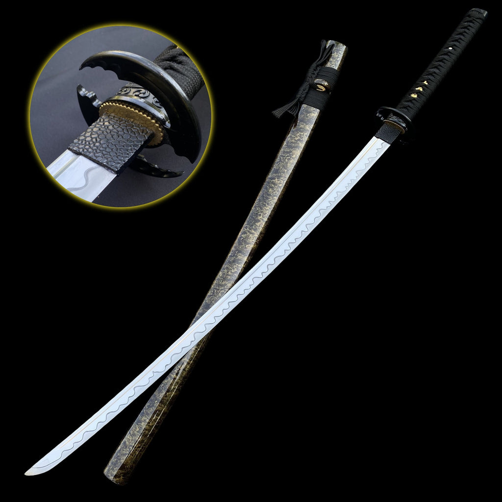 Japanese Traditional Katana Mitsudomoe Kamon Carbon Steel Blade