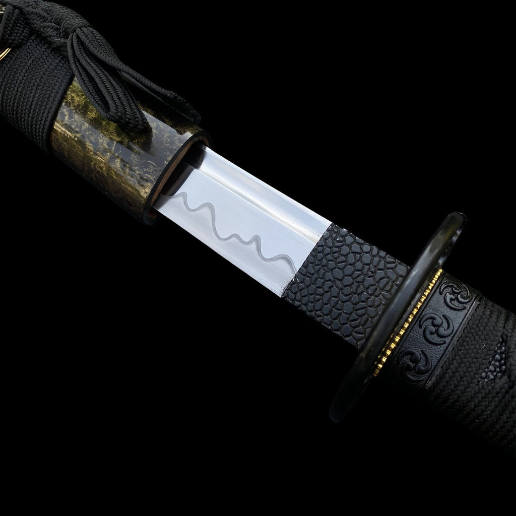 Japanese Traditional Katana Mitsudomoe Kamon Carbon Steel Blade