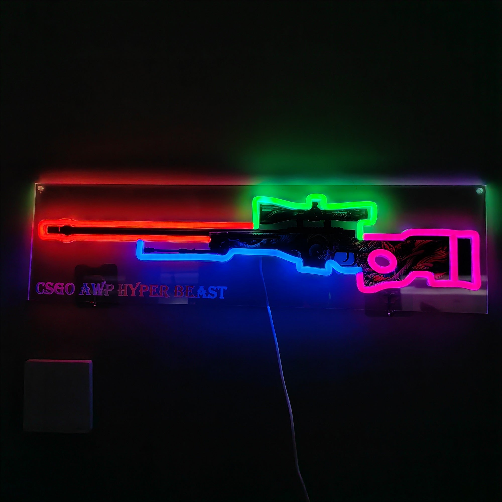 AWP Hyper Beast Sniper Gun Neon Light Wall Decor