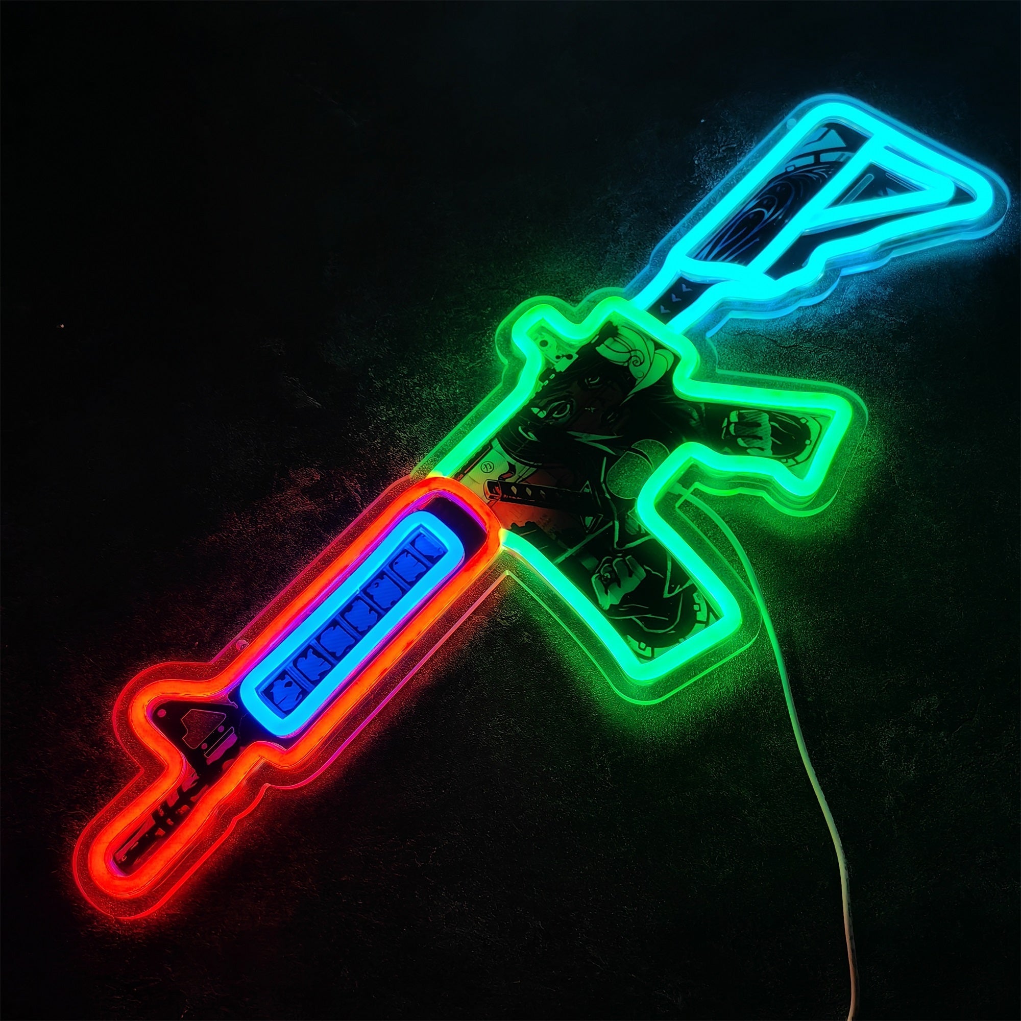M4A4 Neo-Noir Color Rifle Neon Light Wall Decor