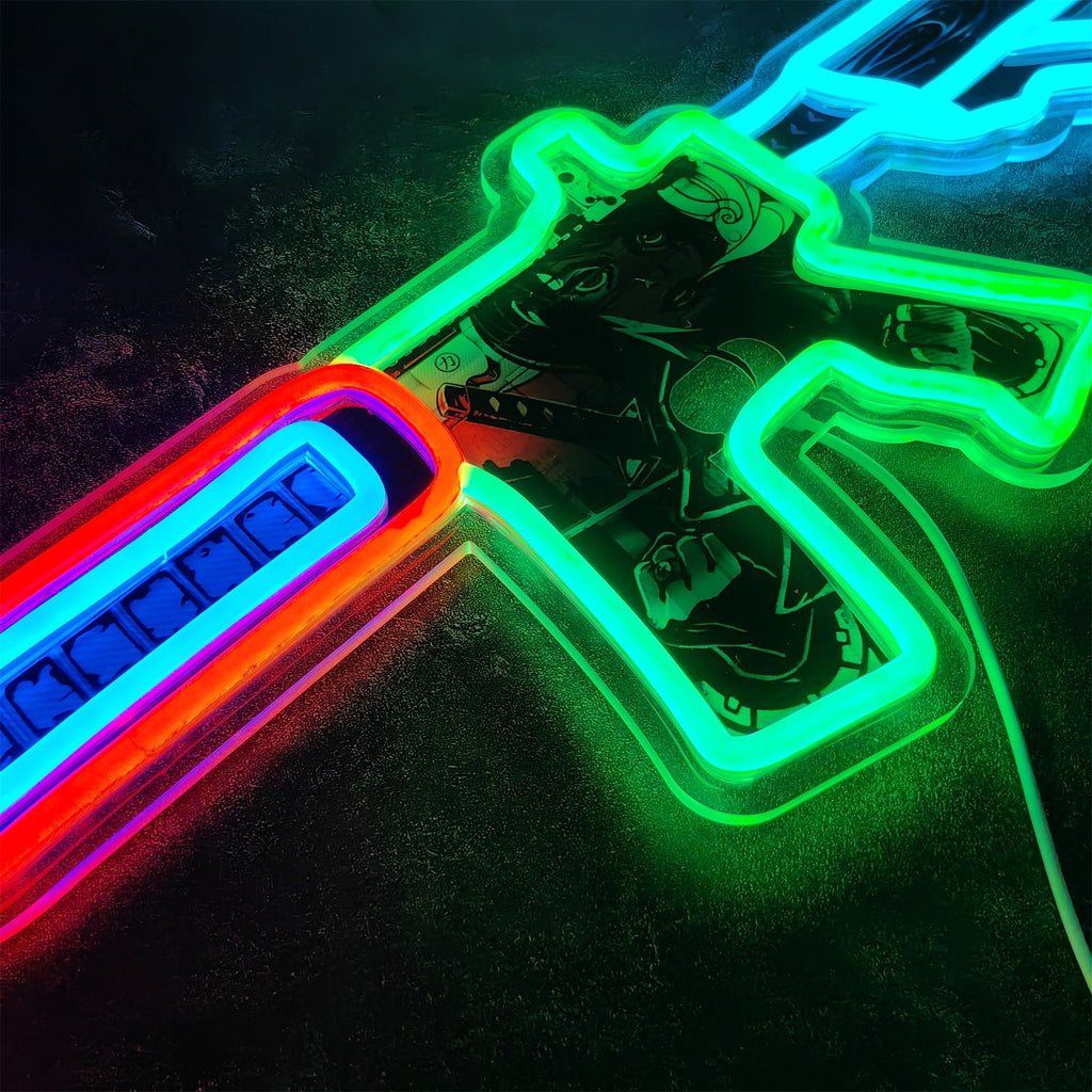M4A4 Neo-Noir Color Rifle Neon Light Wall Decor