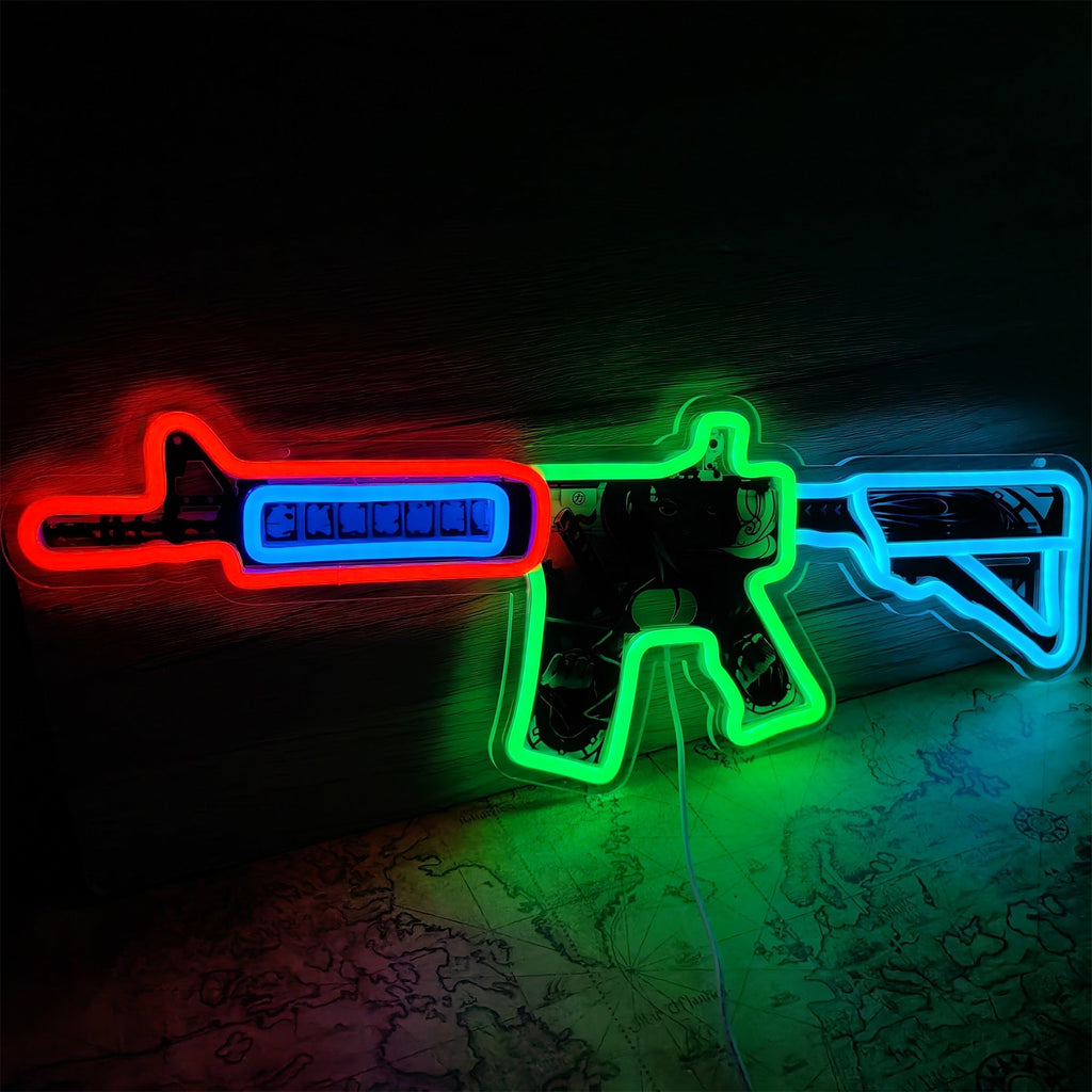 M4A4 Neo-Noir Color Rifle Neon Light Wall Decor