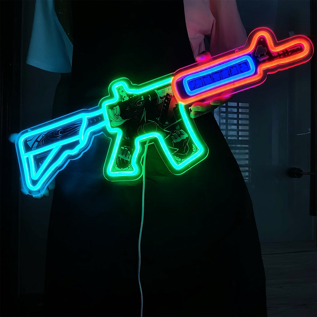 M4A4 Neo-Noir Color Rifle Neon Light Wall Decor