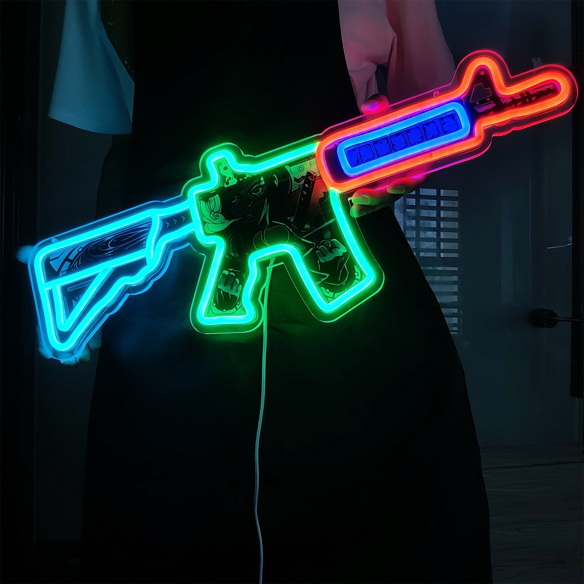 M4A4 Neo-Noir Color Rifle Neon Light Wall Decor