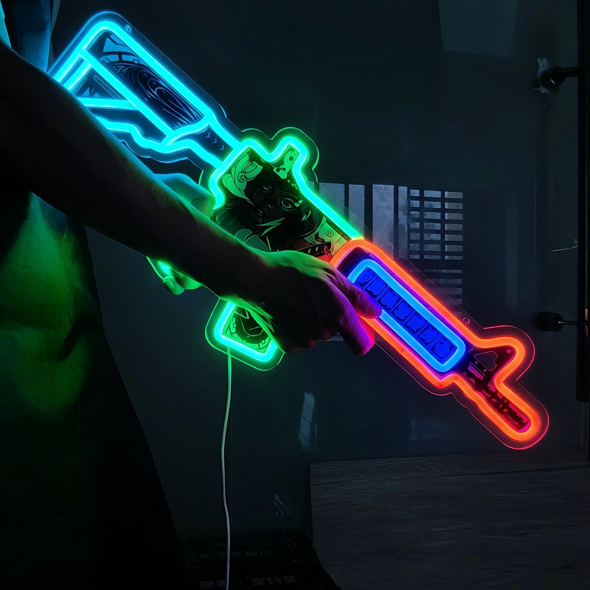 M4A4 Neo-Noir Color Rifle Neon Light Wall Decor
