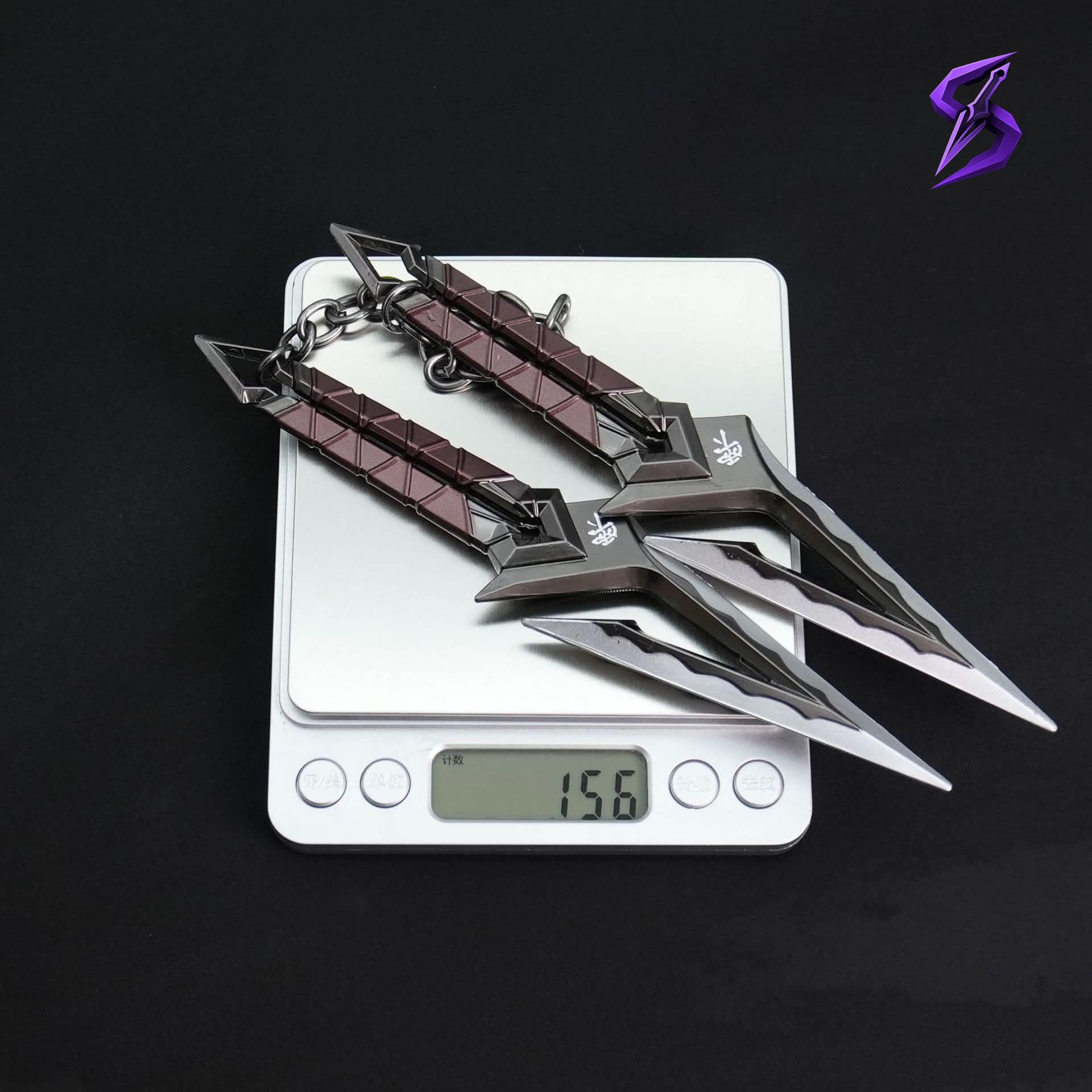 Réplique kunai Kuronami no Yaiba, détail de la lame en métal