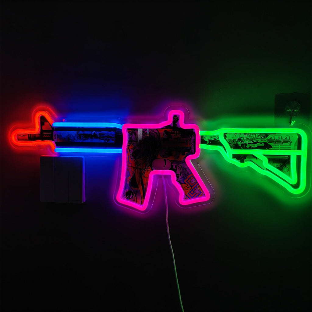 M4A4 Desolate Space Color Rifle Neon Light Wall Decor