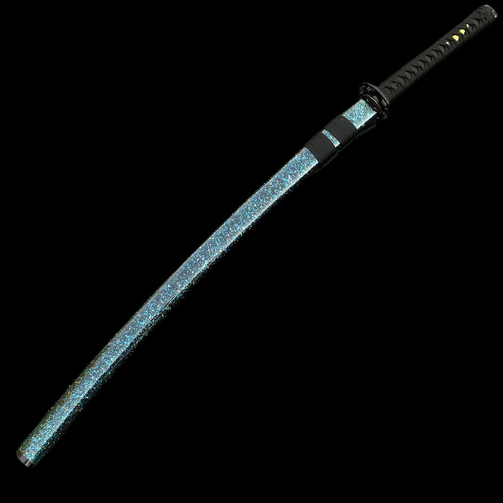 Japanese Katana Black Blade - Ink Plum Blossom