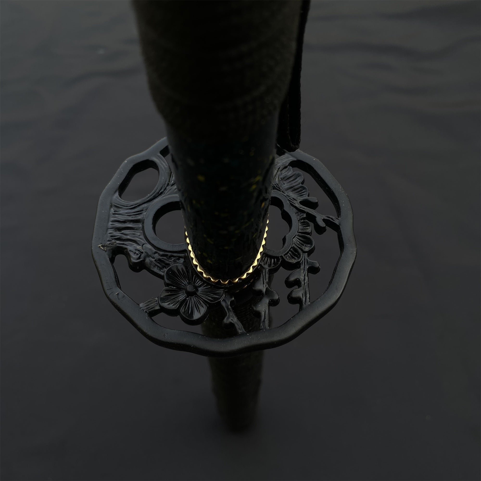 Japanese Katana Black Blade - Ink Plum Blossom
