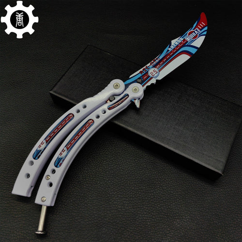 Balisong Métal Italian Rally Manche Blanc – Couteau Papillon