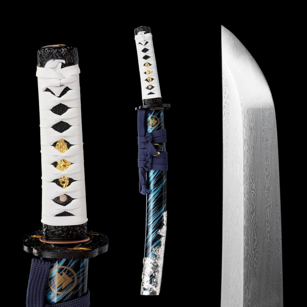 Damascus Steel Tsushima Ghost Lord Jin Sakai Katana Tanto 2 in 1 Pack