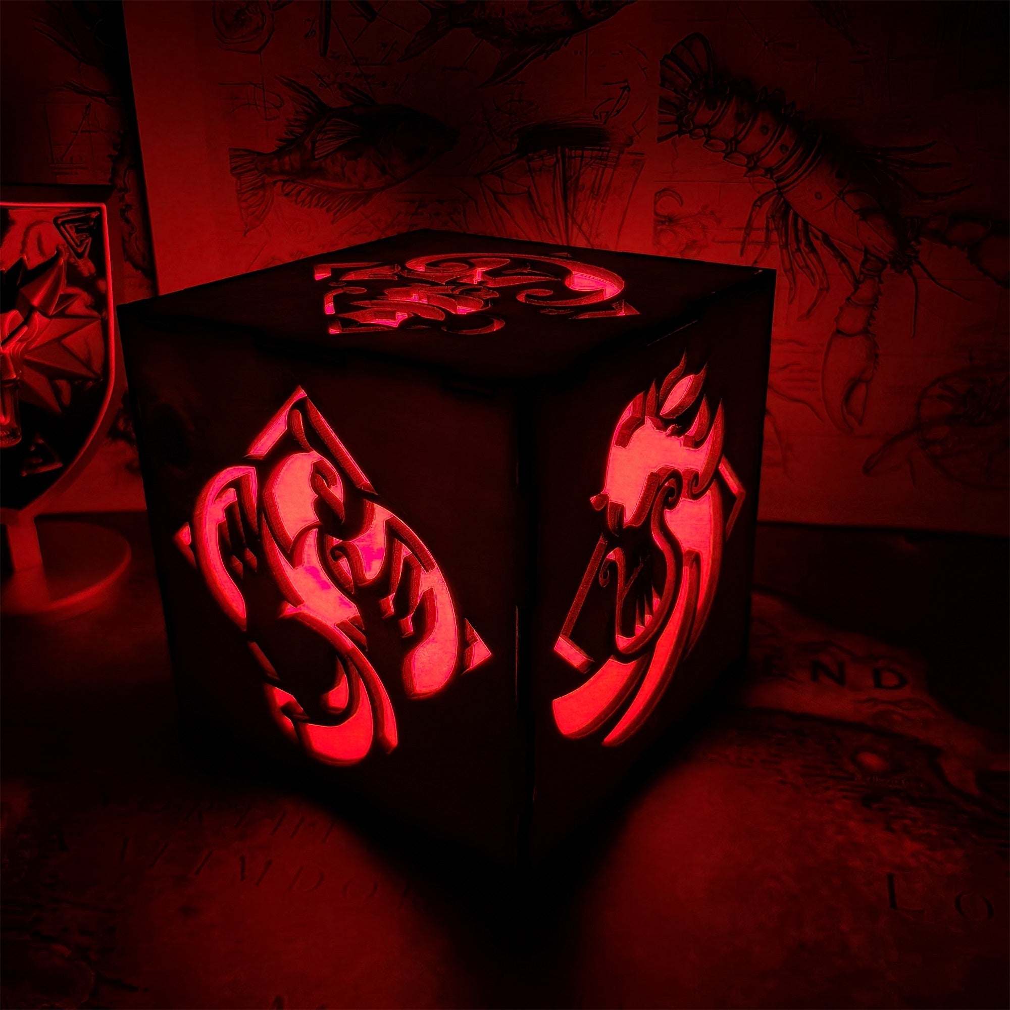 Kaveh Inspired Wooden Cube Light Desk Decor