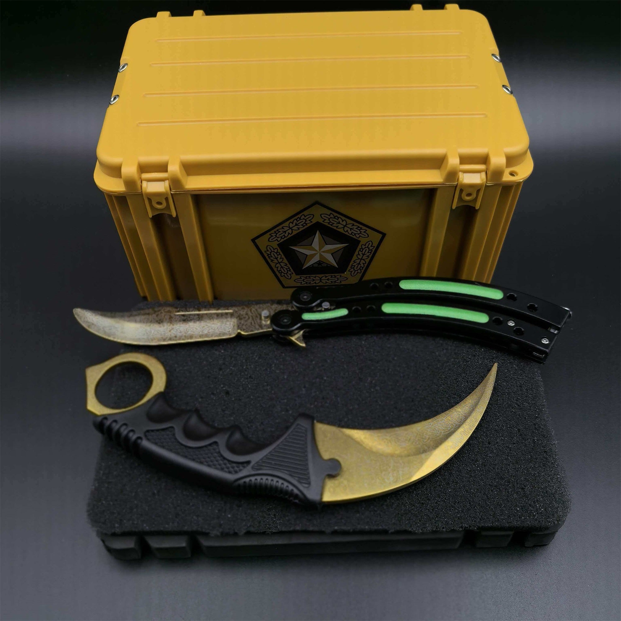 Fade Doppler Lore Case Hardened Gamma Case Balisong Karambit 2 in 1 Gift Box